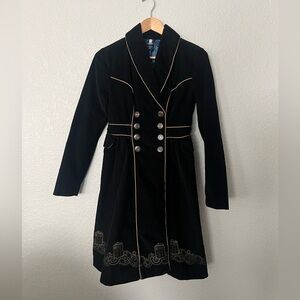 Dr Who Hot Topic Tardis Black Corduroy Coat with Blue Lining size Small
